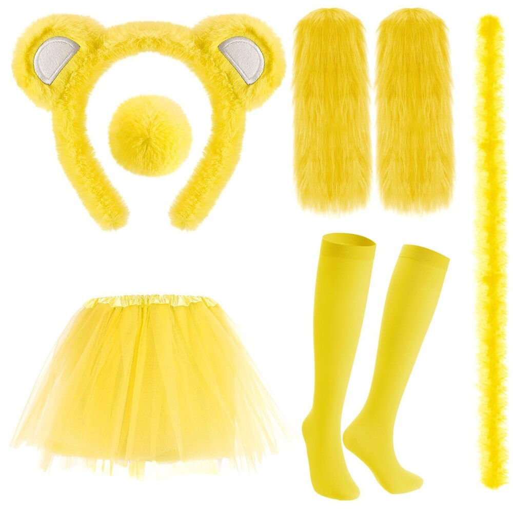 8364 6 Pcs Halloween Bear Costume Adult Ear Headband Tail Tutu